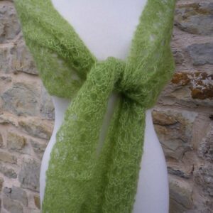 Echarpe chevrons anis mohair et soie