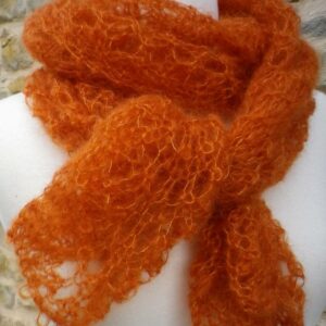 Echarpe chevrons cuivre mohair et soie