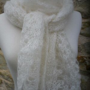 Echarpe chevrons écru mohair et soie