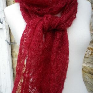 Echarpe chevrons grenade mohair et soie