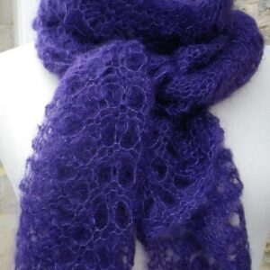 Echarpe chevrons myrtille mohair et soie