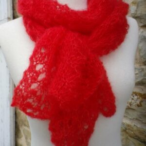 Echarpe chevrons pomme d'amour mohair et soie