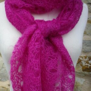 Echarpe chevrons rose thyrien mohair et soie