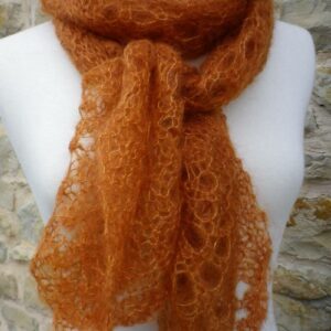 Echarpe chevrons rouille mohair et soie